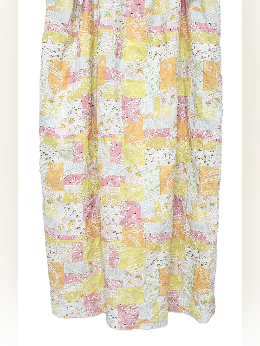 NWT Aureum Hamptons Patchwork Quilt Floral Embroidered Midi Dress Sz S Boho - Picture 4 of 12